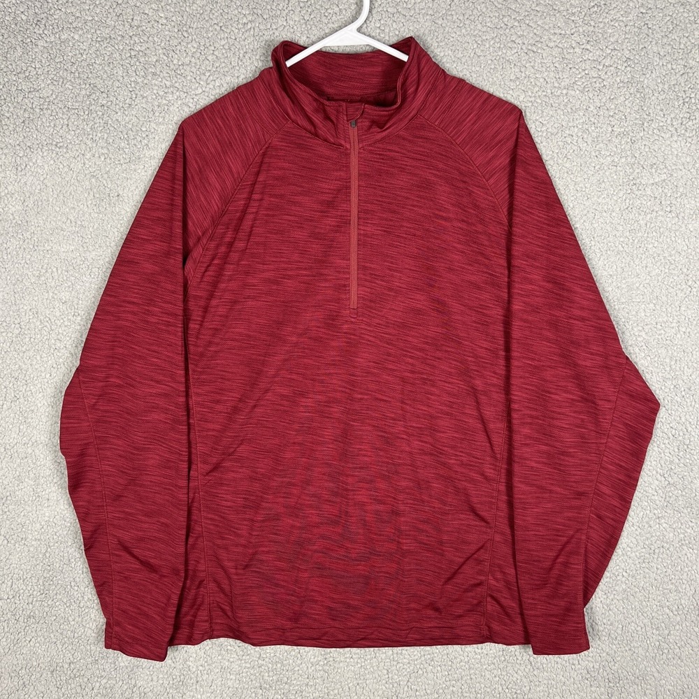 Levelwear Mens XL Golf Long Sleeve 1/4 Zip Pullover Shirt Heather Burgundy Red